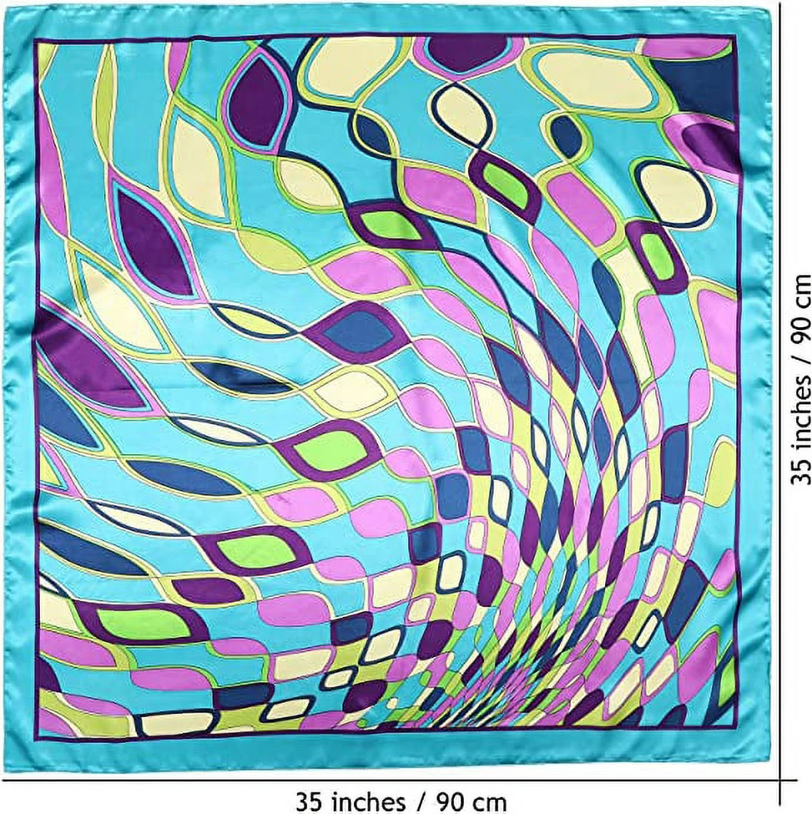 Large Square Head Women'S Satin Wrap Head Scarf Set, Multicolor Silk like Floral, 2 Pack