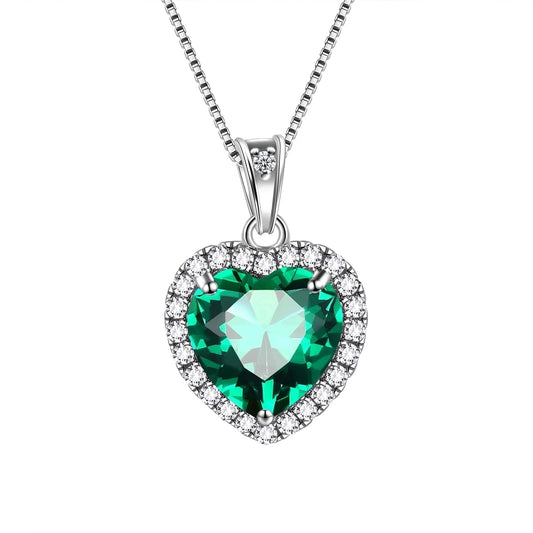 September Birthstone Necklace Women Blue Heart Necklace Sapphire Crystal CZ 925 Sterling Silver Pendant Jewelry Birthday Mother'S Day Gifts Juwaliy