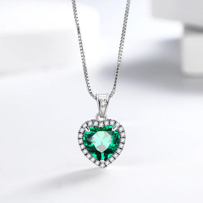 September Birthstone Necklace Women Blue Heart Necklace Sapphire Crystal CZ 925 Sterling Silver Pendant Jewelry Birthday Mother'S Day Gifts Juwaliy