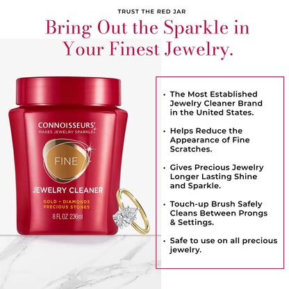 Fine Jewelry Cleaner Solution for Gold, Diamonds, Platinum, and Gemstones, 8 Fl Oz