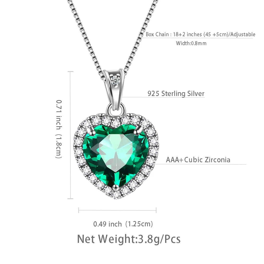 September Birthstone Necklace Women Blue Heart Necklace Sapphire Crystal CZ 925 Sterling Silver Pendant Jewelry Birthday Mother'S Day Gifts Juwaliy