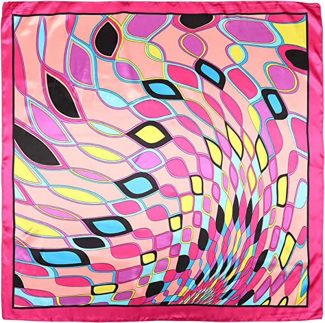 Large Square Head Women'S Satin Wrap Head Scarf Set, Multicolor Silk like Floral, 2 Pack