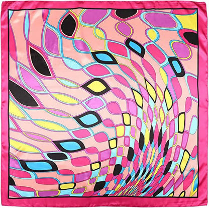Large Square Head Women'S Satin Wrap Head Scarf Set, Multicolor Silk like Floral, 2 Pack